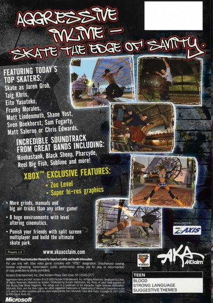 Aggressive Inline back cover art for Xbox (XBOX) video game