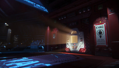 Alien: Isolation for PlayStation 4 (PS4) featuring a terrifying survival horror experience where you play as Amanda Ripley navigating a decaying space station while hunted by a single, unpredictable Xenomorph; use your wits and limited resources to scavenge, track, and hide in a high-tension atmosphere that perfectly captures the dread of the original 1979 film gameplay screenshot