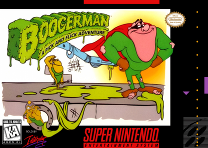 Boogerman A Pick and Flick Adventure cover art for Super Nintendo Entertainment System (SNES) video game