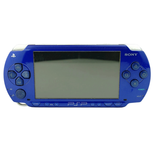 PlayStation Portable 1000 Console (PSP) [Blue][JP Import] in scratch and scuff condition featuring Sony’s original PSP-1000 handheld with a bright widescreen display and portable UMD gaming; this Japanese import system shows noticeable cosmetic wear but is fully functional and ready for gaming on the go front face