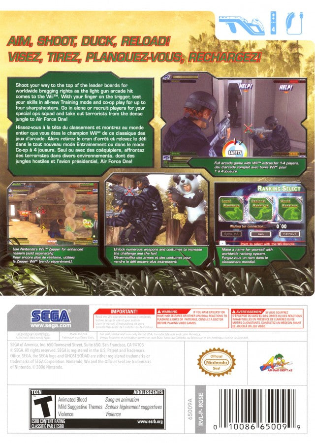 Ghost Squad – Nintendo Wii (Wii) light gun shooter back of case for video game