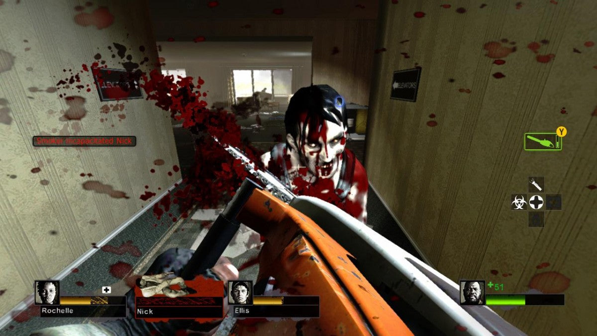 Left 4 Dead 2 gameplay for Xbox 360 (X360) cooperative zombie survival first-person shooter video game