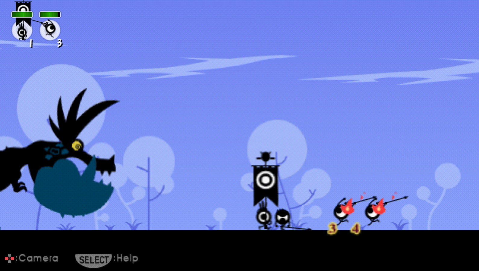 Patapon gameplay for PlayStation Portable (PSP) rhythm-based action game