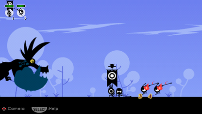 Patapon gameplay for PlayStation Portable (PSP) rhythm-based action game