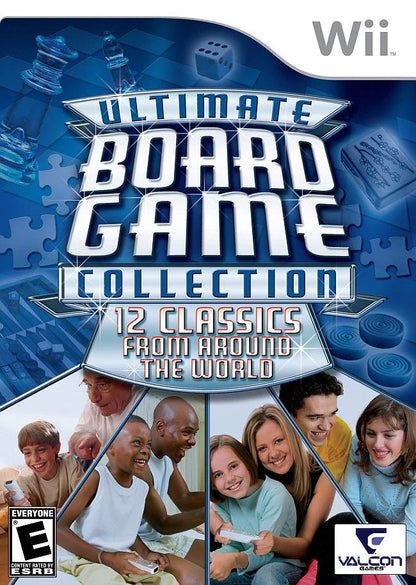 Ultimate Board Game Collection cover art for Nintendo Wii (Wii) featuring classic board and parlor games like chess, checkers, backgammon, and more, all playable with motion‑controlled family fun.