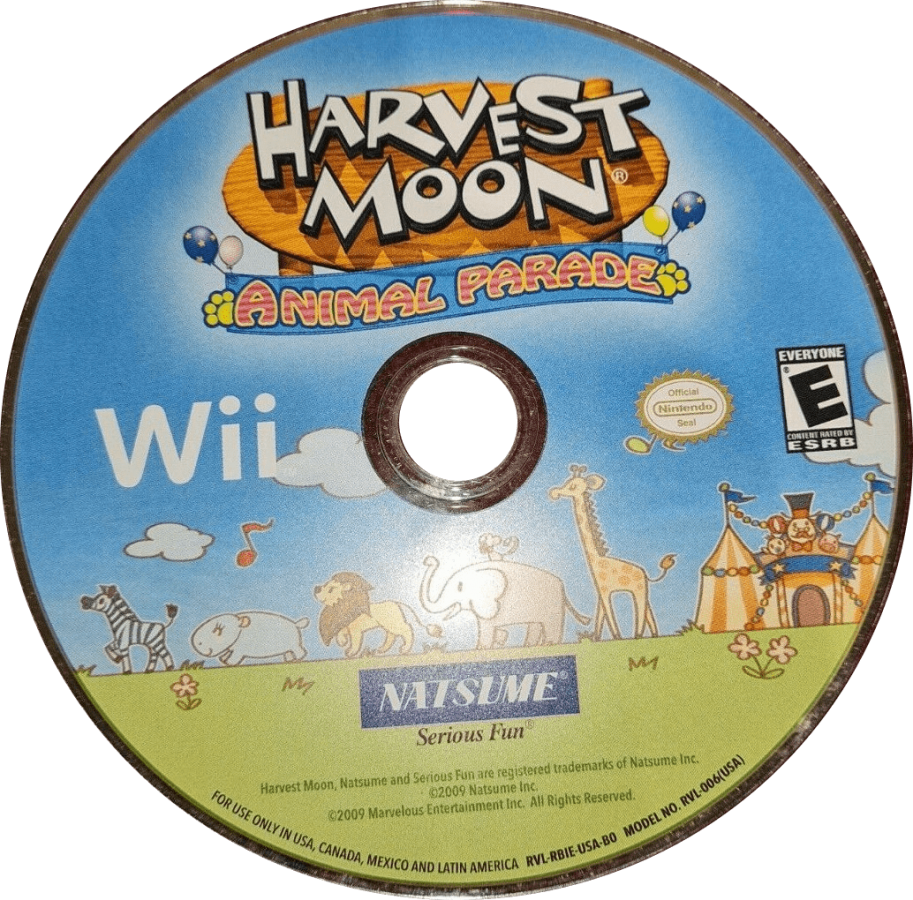 Harvest Moon Animal Parade Nintendo Wii for retro video game enthusiasts featuring farming simulation gameplay crop cultivation animal care village life exploration relationship building seasonal events relaxing role playing adventure and collectible gaming appeal disc