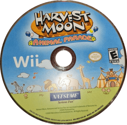 Harvest Moon Animal Parade Nintendo Wii for retro video game enthusiasts featuring farming simulation gameplay crop cultivation animal care village life exploration relationship building seasonal events relaxing role playing adventure and collectible gaming appeal disc