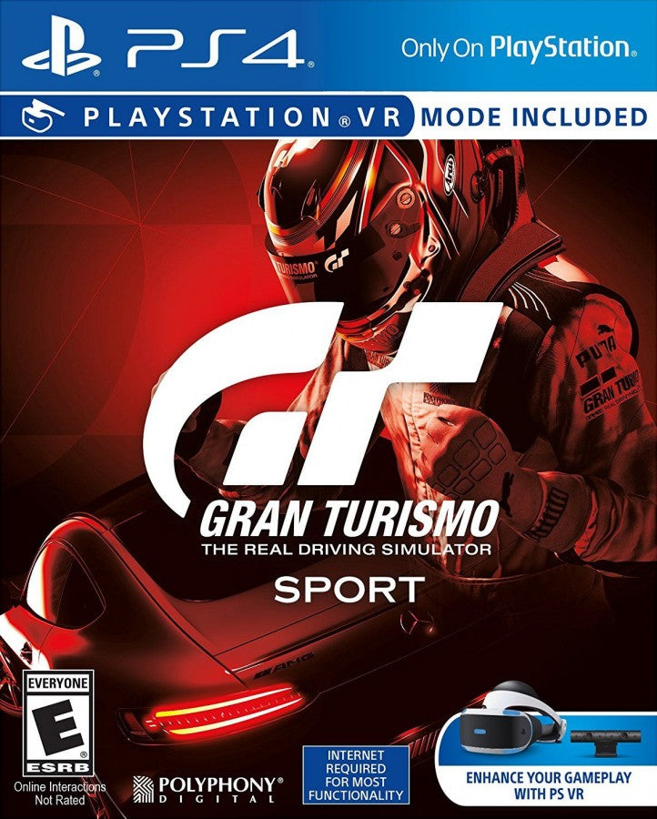 Gran Turismo: Sport – PlayStation 4 (PS4) video game cover image, realistic racing simulation by Polyphony Digital and Sony Interactive Entertainment