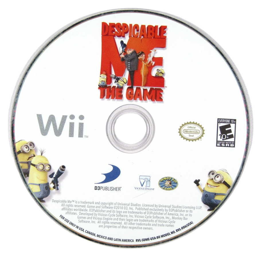Despicable Me disc for Nintendo Wii (Wii) video game