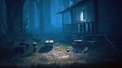 Little Nightmares II Nintendo Switch horror puzzle platformer following Mono and Six through the Pale City running from the Hunter Teacher and Thin Man gameplay