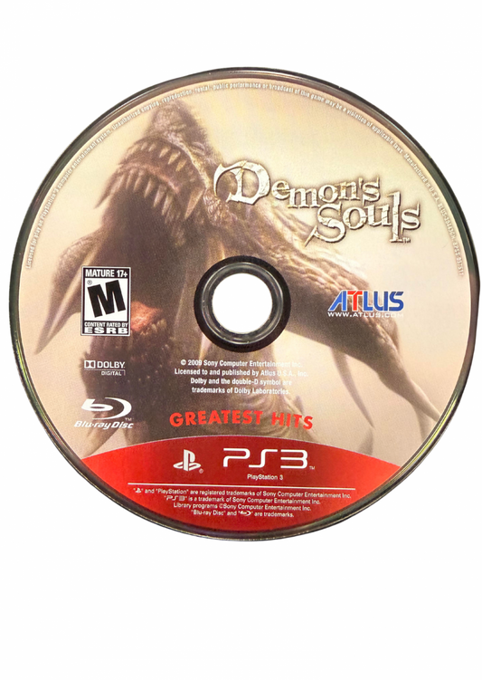 Demon’s Souls Greatest Hits PlayStation 3 PS3 video game featuring challenging action role playing gameplay dark fantasy world exploration brutal melee combat magic spells boss battles character customization soul collection mechanics atmospheric environments and classic FromSoftware gameplay retro video game collection collectible gaming appeal disc 