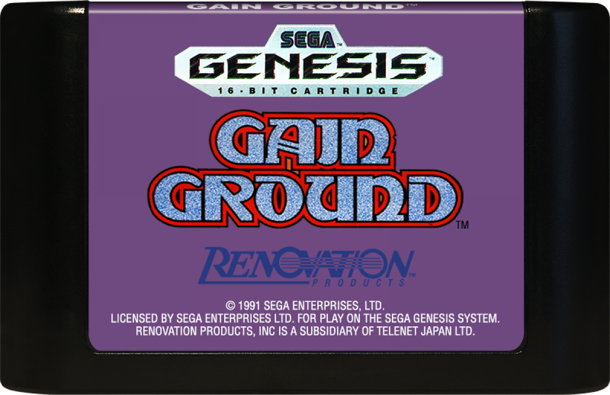 Gain Ground Sega Genesis GEN for retro video game enthusiasts featuring tactical action gameplay strategic character switching arcade style combat maze based levels cooperative multiplayer challenges unique playable heroes and collectible gaming appeal cartridge 