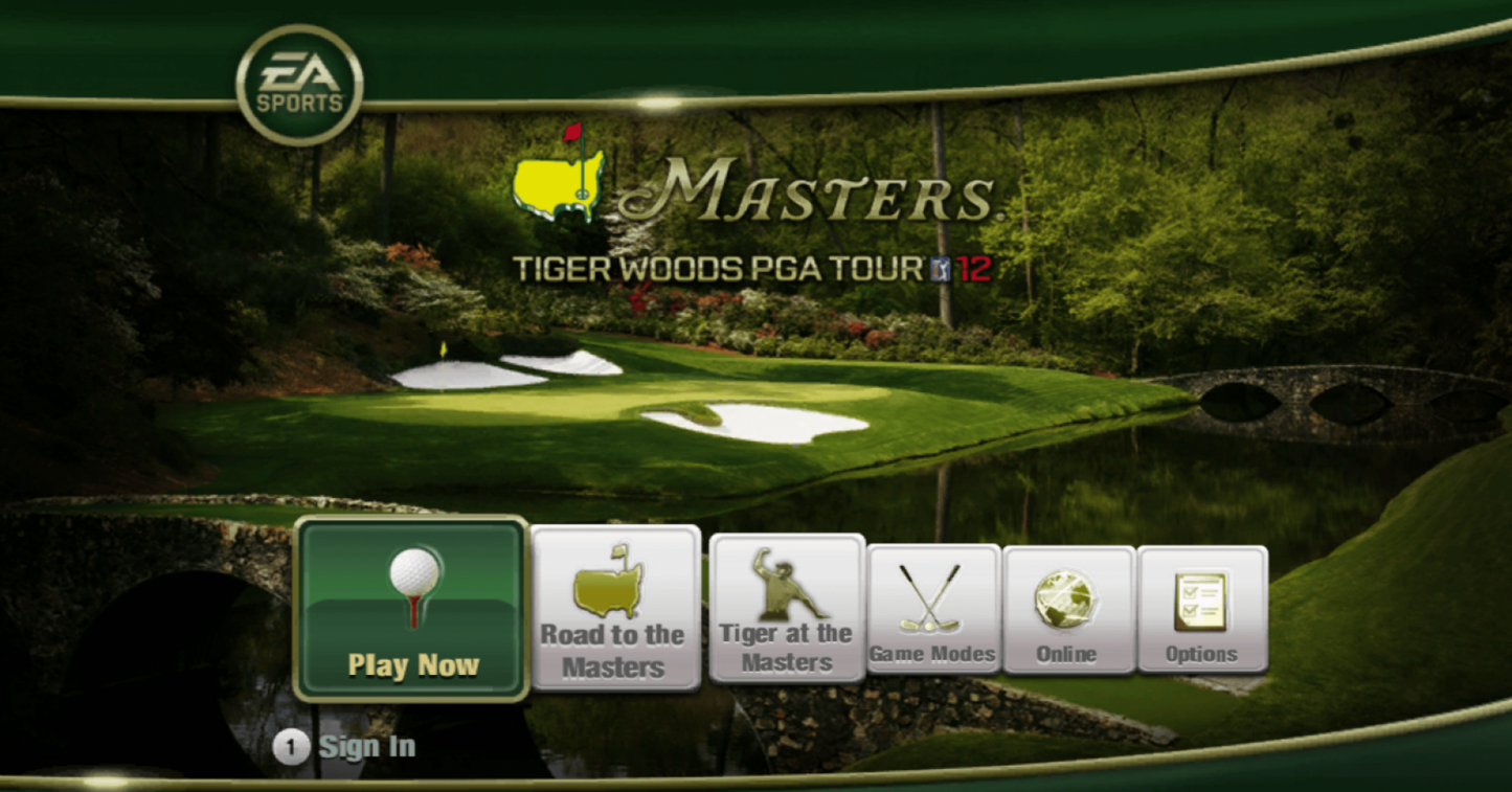 Tiger Woods PGA Tour 12: The Masters stat menu for Nintendo Wii (Wii) featuring motion‑controlled golf, authentic courses, and the iconic Masters Tournament experience.