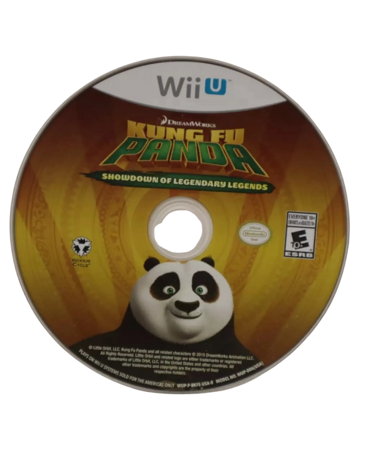 Kung Fu Panda Showdown of Legendary Legends disc cover art for Nintendo Wii U video game.