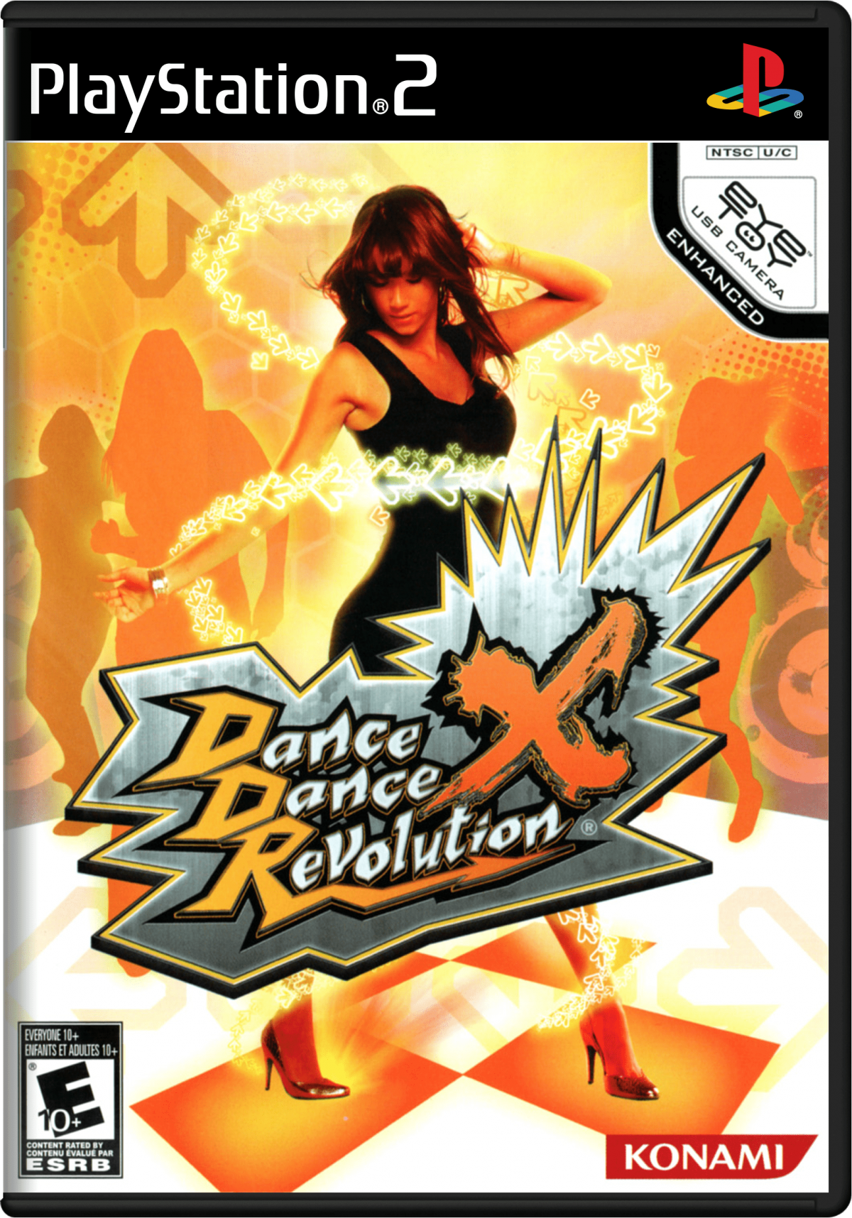 Dance Dance Revolution X for PlayStation 2 with rhythm-based dance gameplay and arcade-style music challenges cover art