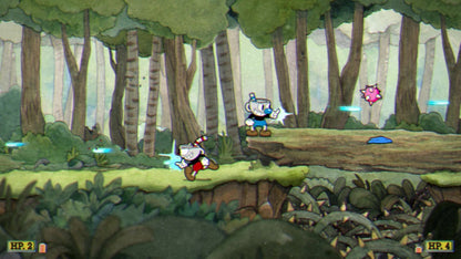 Cuphead  Nintendo Switch (NS) gameplay for run-and-gun action platformer with vintage cartoon style. 