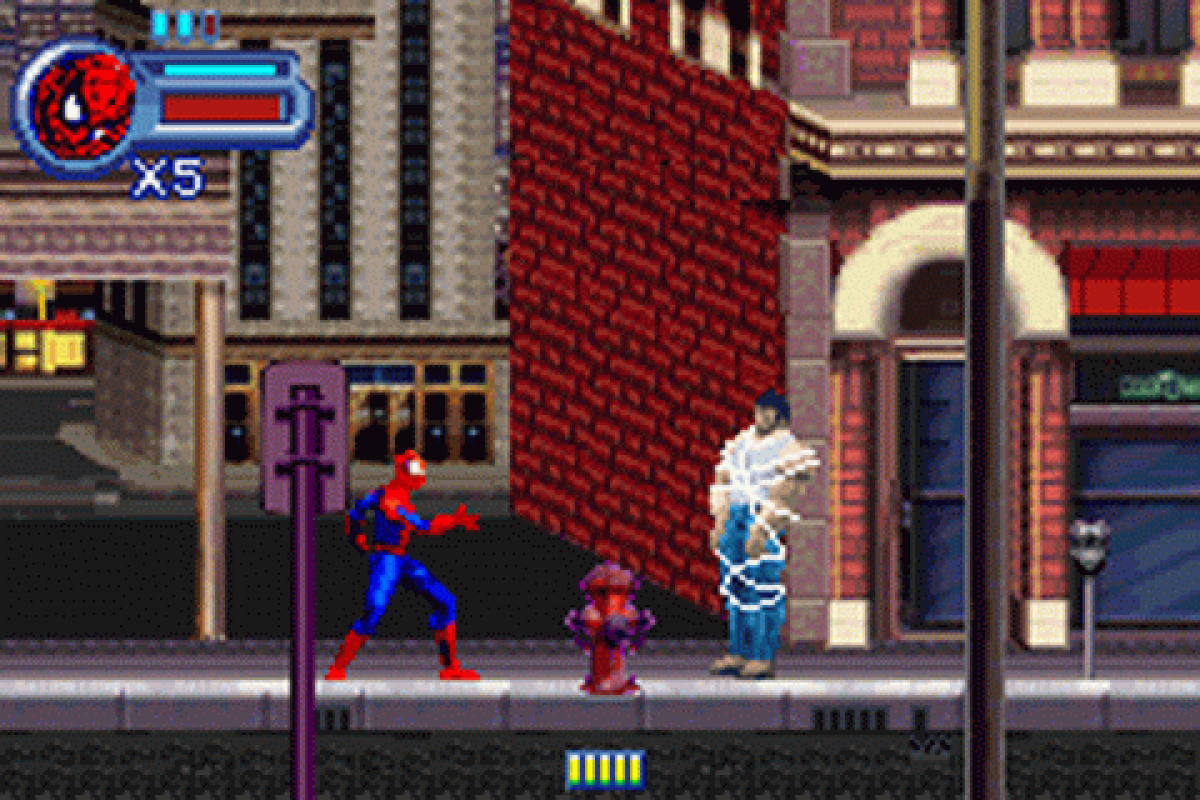 Spider Man Mysterio’s Menace Game Boy Advance GBA for retro video game enthusiasts featuring superhero action platforming gameplay web slinging combat villain encounters side scrolling adventure levels Marvel inspired missions fast paced handheld action and collectible gaming appeal gameplay  