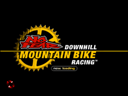 No Fear Downhill Mountain Bike Racing title card for PlayStation 1 (PS1) video game 