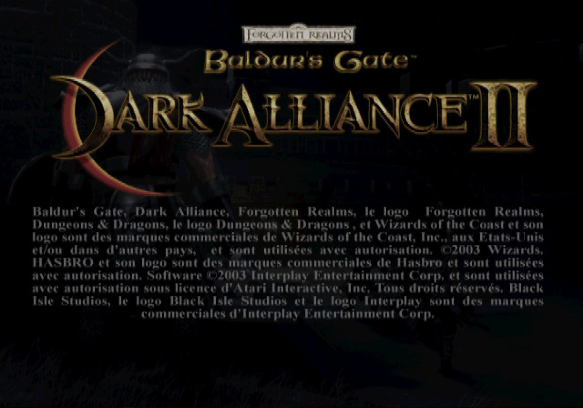 Baldurs Gate Dark Alliance 2 retro PlayStation 2 video game Baldurs Gate fantasy action RPG dungeon crawler hack and slash cooperative gameplay console title PlayStation 2 release title screen