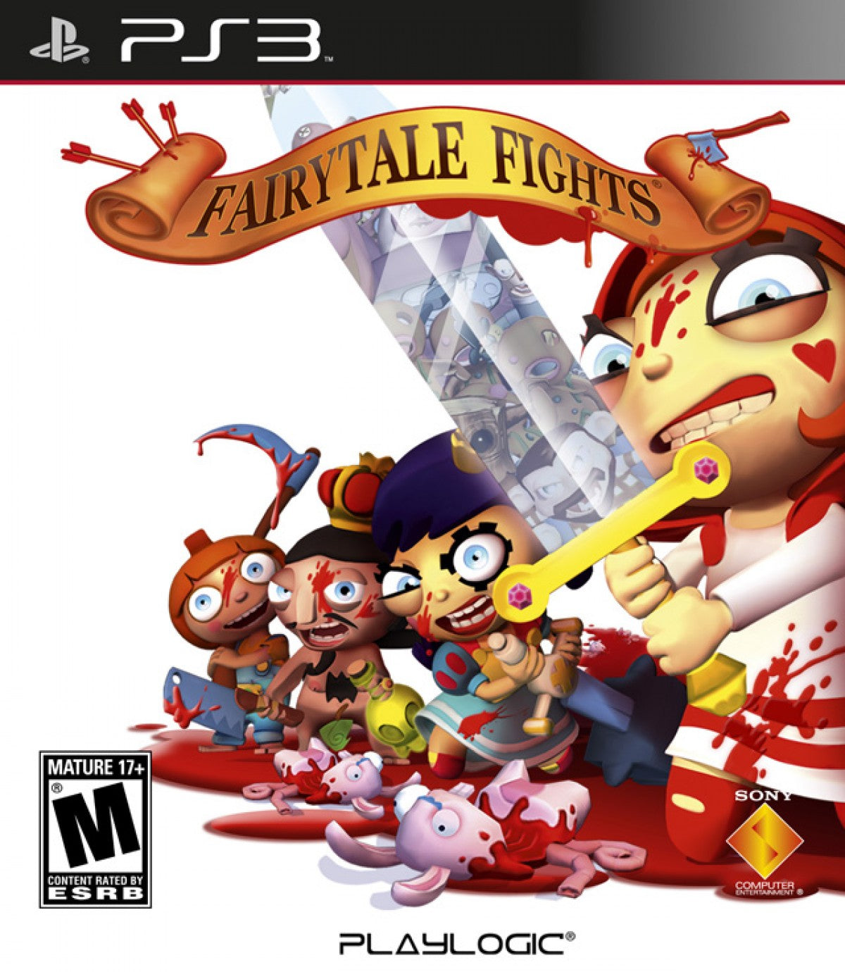 Fairytale Fights PlayStation 3 PS3 for action fighting video game fans featuring twisted fairy tale characters hack and slash combat colorful fantasy environments brutal cartoon violence weapon customization challenging enemies multiplayer battles and dark comedic storytelling collectible gaming appeal cover art