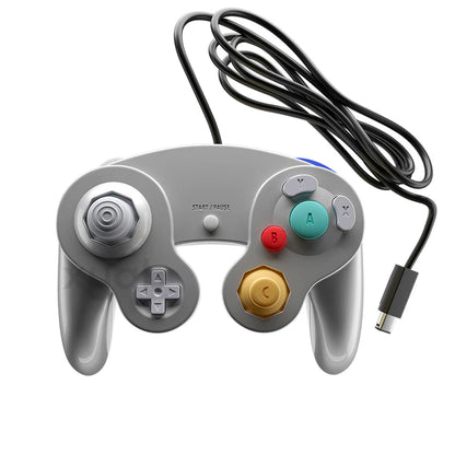 XYAB brand silver Nintendo GameCube wired controller retro gaming accessory