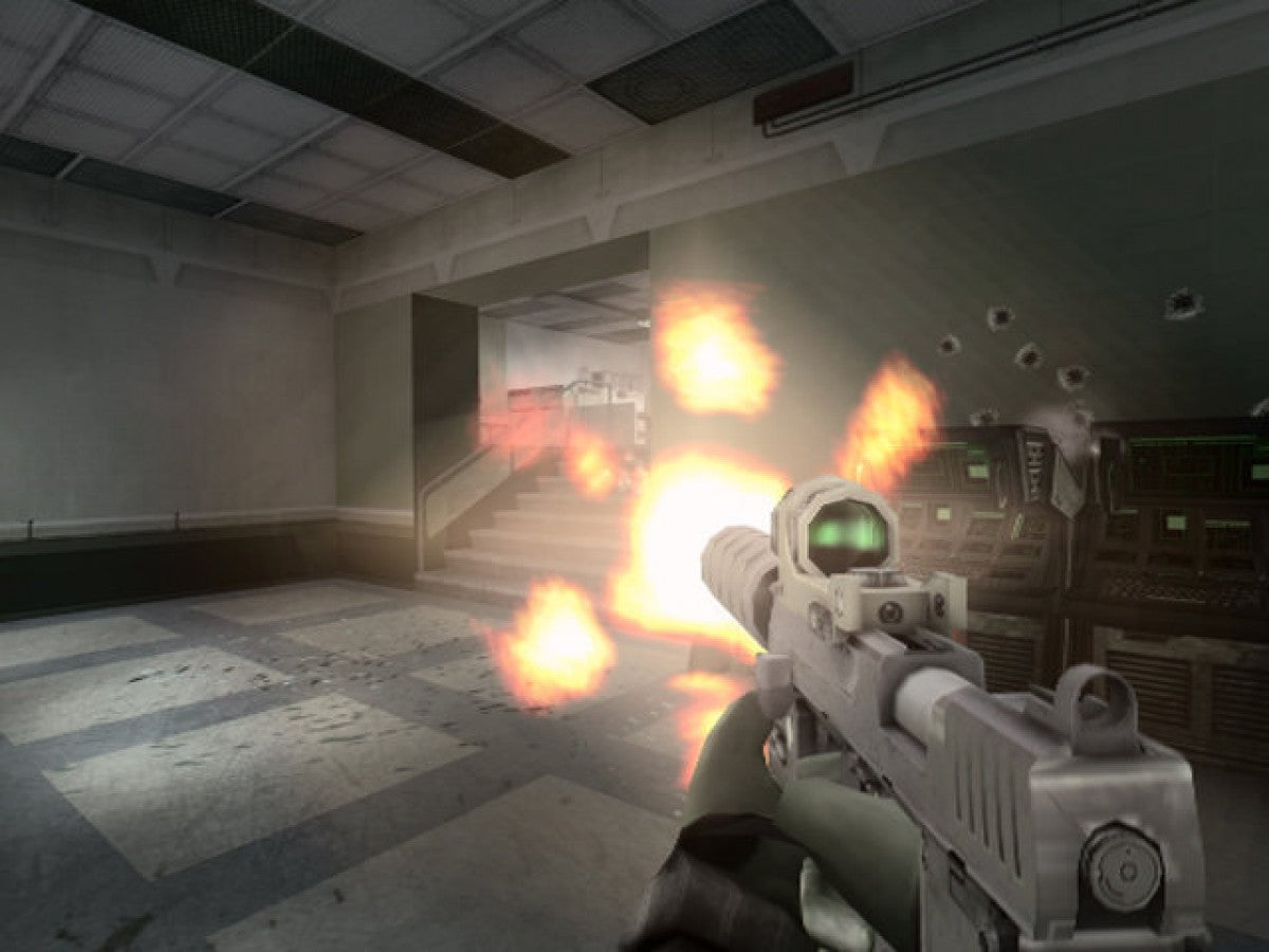 Killzone PS2 Sony PlayStation 2 first person shooter FPS military sci fi war game Helghast enemies tactical combat squad warfare Guerilla Games story campaign multiplayer split screen retro gaming PlayStation 2 software video game title gameplay