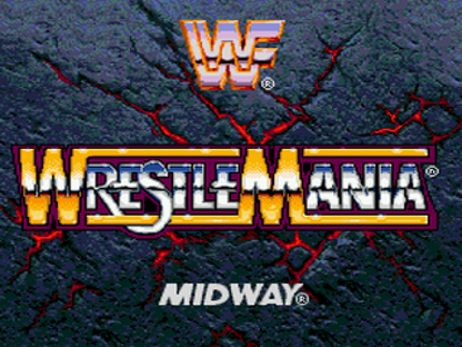 WWF Wrestlemania: The Arcade Game title screen for Sega Genesis (GEN) video game