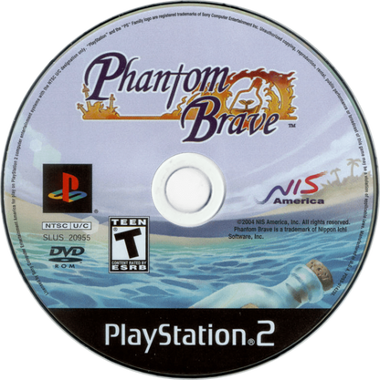 Phantom Brave game for the PlayStation 2 featuring tactical RPG gameplay with grid free movement phantom summoning mechanics character driven storylines and strategic battles set in a colorful island world disc