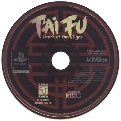 Tai Fu: Wrath of the Tiger disc for PlayStation 1 (PS1) action-adventure video game