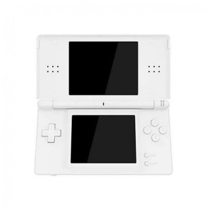 Nintendo DS Lite White handheld gaming console featuring classic white design dual screens touchscreen controls stylus input foldable clamshell form factor Game Boy Advance game compatibility Nintendo DS games wireless multiplayer portable gaming and iconic Nintendo handheld gaming appeal
