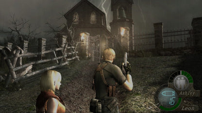 Resident Evil 4 GameCube GC video game, survival horror, third-person action, classic Capcom title, Nintendo GameCube release gameplay