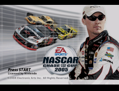 NASCAR 2005: Chase for the Cup start screen for GameCube (GC) sports racing video game