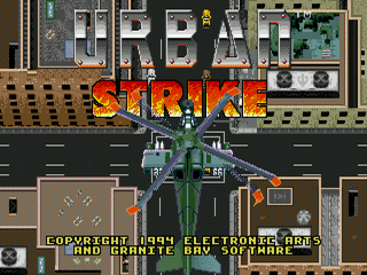 Urban Strike title screen for Sega Genesis (GEN) video game