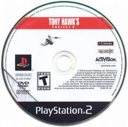 Tony Hawk's Project 8 – PlayStation 2 (PS2) video game disc, skateboarding sports action.