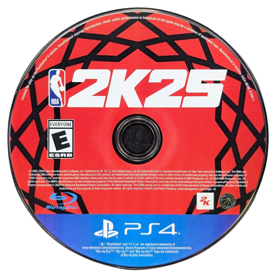 NBA 2K25 for PlayStation 4 (PS4) at Gamers INC, featuring the latest rosters and ratings in the ultimate basketball simulation, with a refined MyCAREER mode, the classic MyTEAM experience, and immersive neighborhood competition to build your dynasty and command the court disc