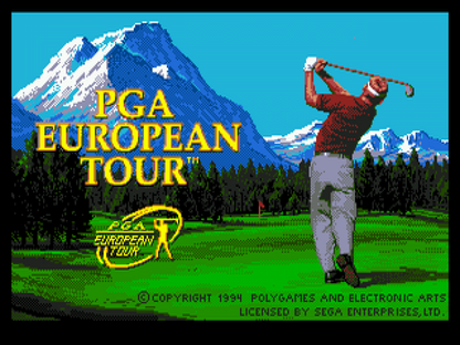 PGA European Tour title screen for Sega Genesis (GEN) video game