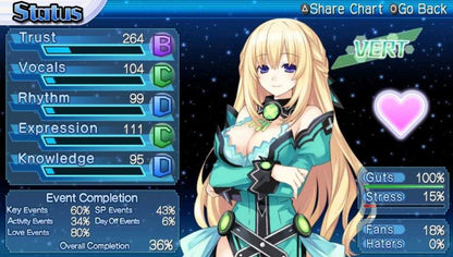 Hyperdimension Neptunia Producing Perfection PS Vita game featuring idol management simulation gameplay, anime-style visuals, and character-driven JRPG storytelling gameplay