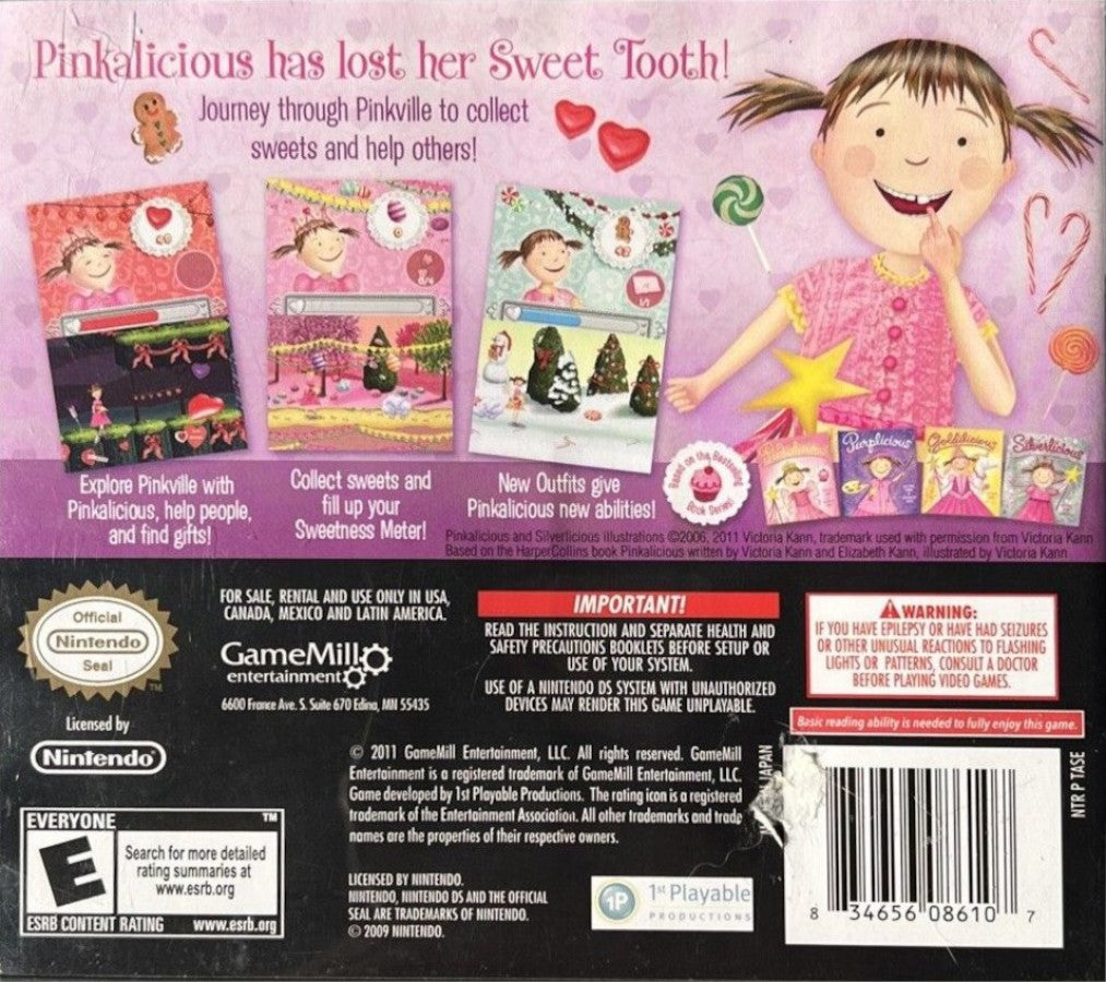 Silverlicious back of case for Nintendo DS (DS) children's adventure video game