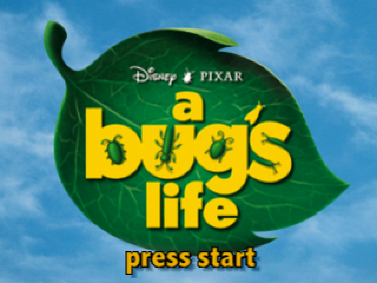 Disney Pixar A Bug's Life start screen for PlayStation 1 (PS1) retro video game