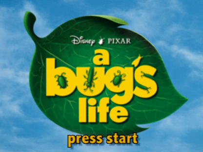 Disney Pixar A Bug's Life start screen for PlayStation 1 (PS1) retro video game