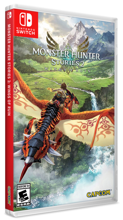 Monster Hunter Stories 2 Wings of Ruin Nintendo Switch NS for role playing adventure video game fans featuring monster collecting turn based battles Rathalos exploration colorful fantasy environments character customization egg hatching monster riding quests and immersive Monster Hunter storytelling collectible gaming appeal box art