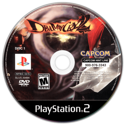 Devil May Cry 2 PlayStation 2 PS2 video game, action hack and slash, stylish combat, demon hunting gameplay, classic Capcom title disc 1