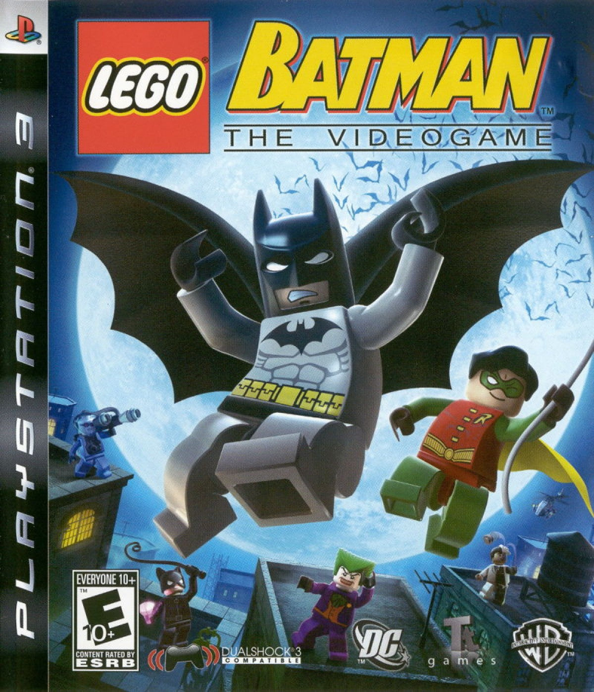 LEGO Batman The Videogame PlayStation 3 brick-building action adventure game featuring Batman Robin and Gotham City villains front cover