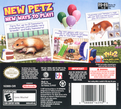 Petz: Hamsterz Life 2 back of case for Nintendo DS (DS) hamster pet care simulation video game