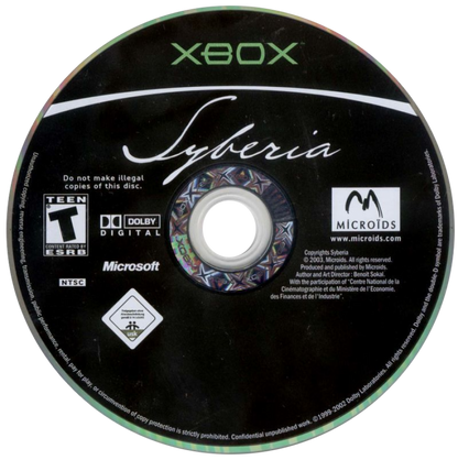 Syberia Xbox XBOX video game featuring point and click adventure gameplay Kate Walker character exploration puzzle solving mystery investigation interactive environments story driven adventure mechanical inventions and classic Xbox gameplay retro video game collection collectible gaming appeal game disc