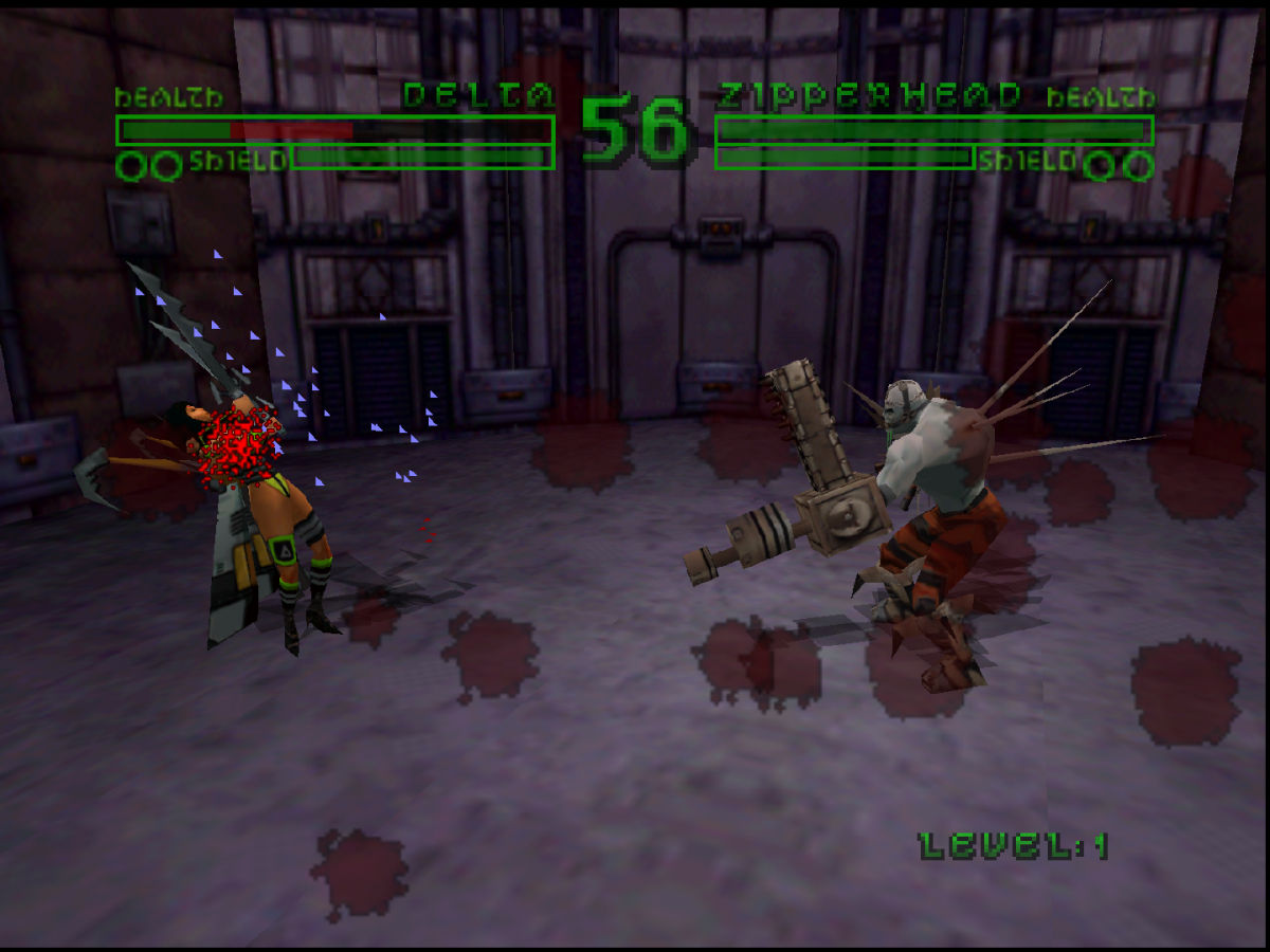 Biofreaks Nintendo 64 N64 video game featuring 3D fighting gameplay futuristic mutant characters weapon based combat special attacks arena battles character matchups and classic 64 bit Nintendo gameplay retro video game collection collectible gaming appeal gameplay
