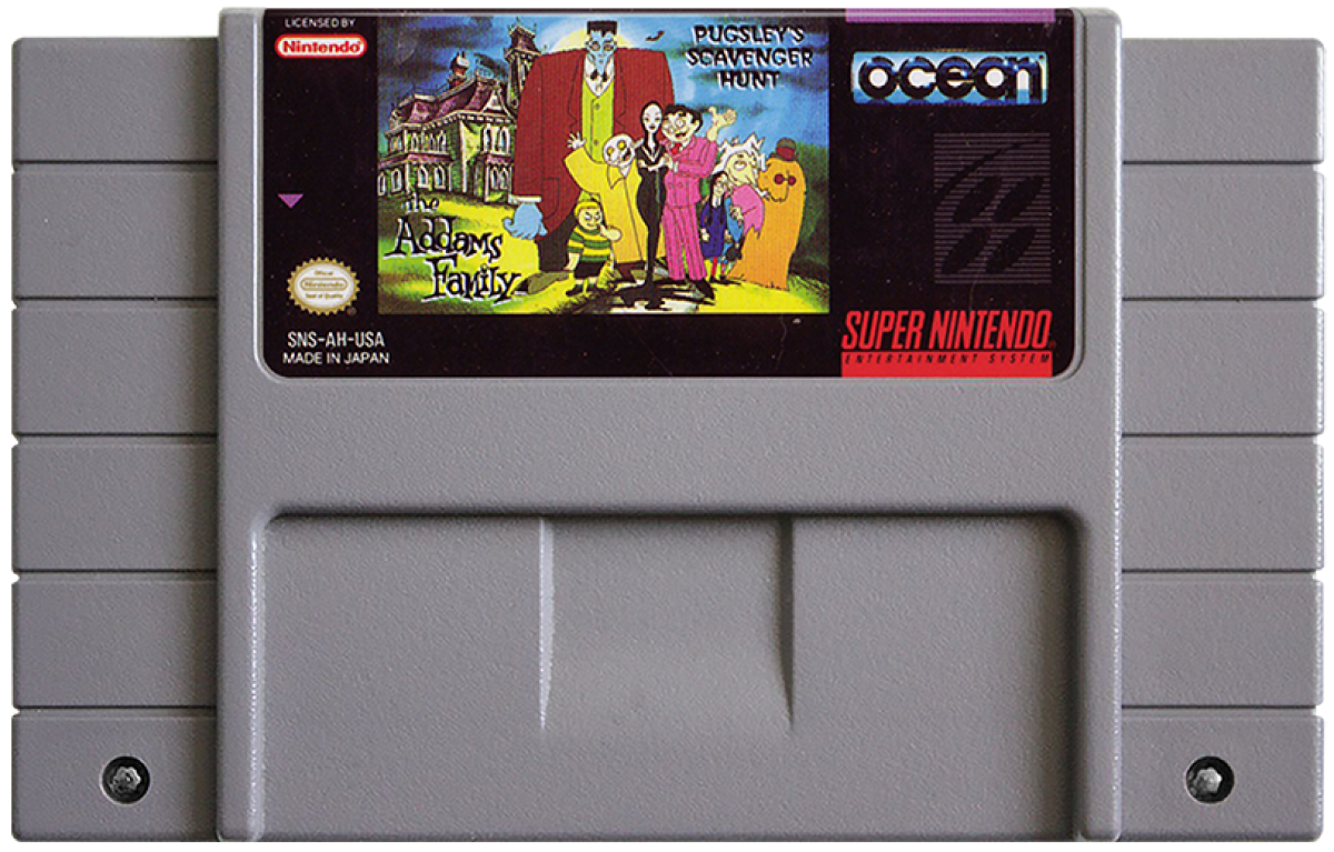 Addams Family Pugsley's Scavenger Hunt cartridge for Super Nintendo Entertainment System (SNES) retro video game