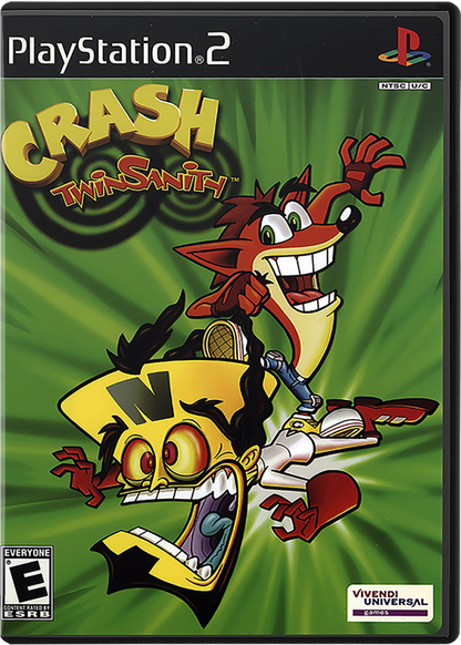 Crash Twinsanity for PlayStation 2 with 3D platforming adventure and comedic gameplay cover art