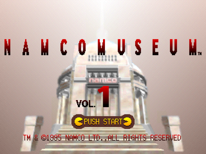 Namco Museum: Volume 1 title card for PlayStation 1 (PS1) retro video game