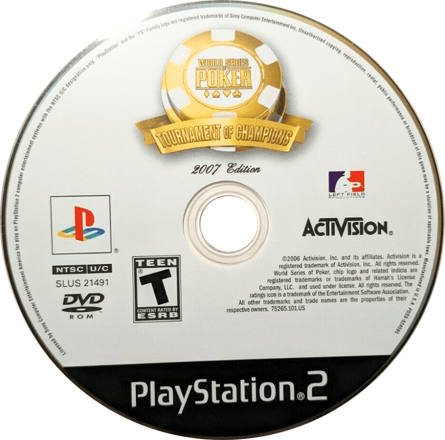 World Series of Poker: Tournament of Champions 2007 – PlayStation 2 (PS2) video game disc, poker.